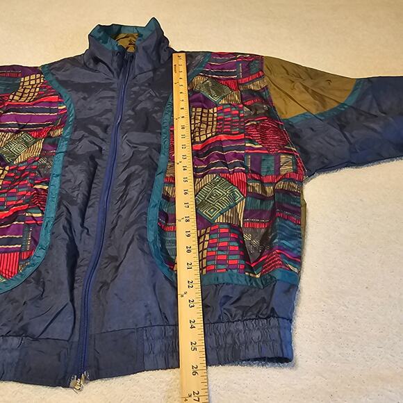 Vtg 90s Active Stuff Windbreaker Jacket Multicolor Abstract Geometric Rare Large - Picture 7 of 10